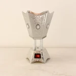 Arabic Electric Incense Burner - Vintage Bakhoor Holder with Adjustable Temperature & Automatic Shutoff Timer (Silver)