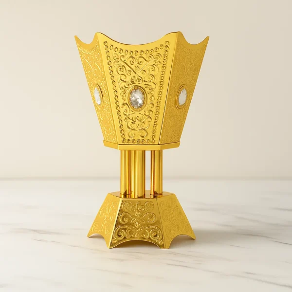 Incense Burner - Bakhoor Burner Metal Dan - Six Corners Design for Oudh & Bakhoor