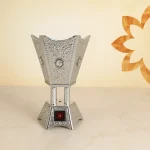 Arabic Electric Incense Burner - Vintage Bakhoor Holder with Adjustable Temperature & Automatic Shutoff Timer (Silver) - Image 2