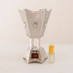 Arabic Electric Incense Burner - Vintage Bakhoor Holder with Adjustable Temperature & Automatic Shutoff Timer (Silver) - Image 3