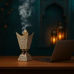 TERSCHELLING Trophy-Shaped Bakhoor Incense Burner - Black & Gold Oud Burner for Home, Office, and Aromatherapy - Image 3