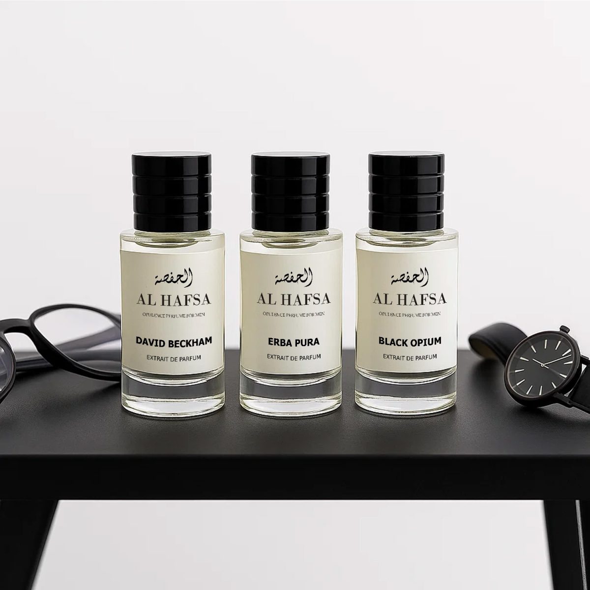 3 Perfume Set for Men – Inspired by David Beckham, Erba Pura & Black Opium - Image 1