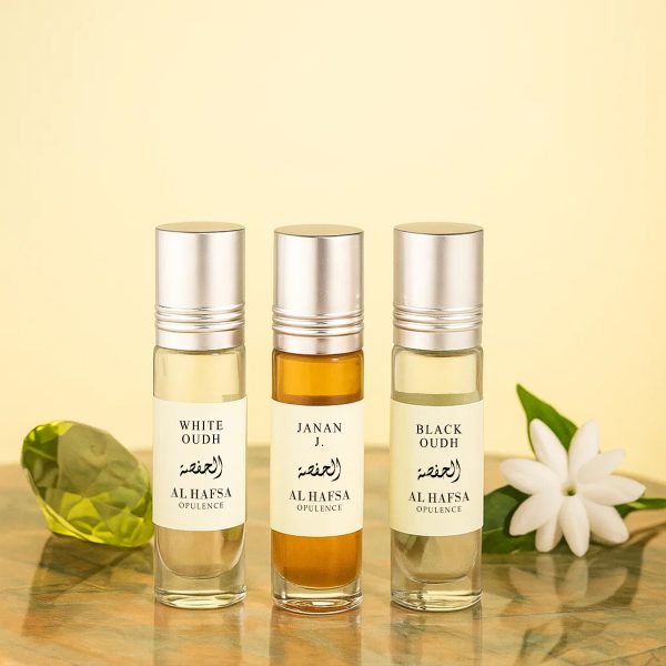 3 Unisex Attar Set – White Oudh, Janan J. & Black Oudh